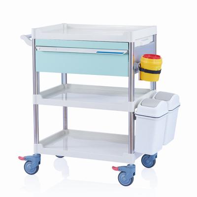 China High Quality ABS W3924 Hospital Equipment Crash Trolley Medical Emergency Drug Trolley With Drawers for sale