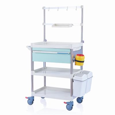 China Multifunction W3928 ABS Plastic Hospital Trolley Medical ABS Medicine Trolley for sale