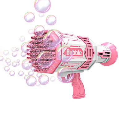 China 2023 Transparent Bubble Bazooka 76 Holes Toys Children Machine Automatic Bubble Blowing Gun Gun Oem For Child Outdoor for sale