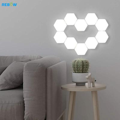 China Modern Outdoor Touch RGB Sensitive Modern Night Light Hexagonal Led Rebow Wall Lamps Drop Shipping Hotel Geometry Gold for sale