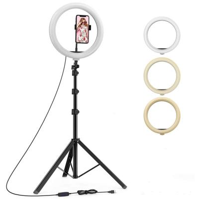 China Glow Beauty Adjustable Lamp 10w Led Ring Light Selfie Ring Light with Tripod Stand and Phone Clamp for sale