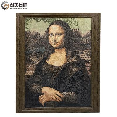 China Factory Good Quality Hand-Cut Luxurious Mona Lisa Pattern Marble Mosaic Mural Flooring For Wall Decoration for sale