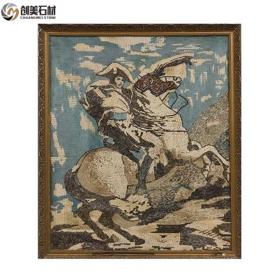 China Parquet Custom Polished Mosaic Pattern Natural Marble Stone Wall Painting Napoleon Crossing The St Bernard Pass For Wall Painting for sale