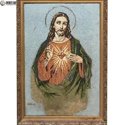 China Customized Jesus Virgin Mary Church Mosaic Wall Slab Parquet Art Marble Stone Mosaic For for sale