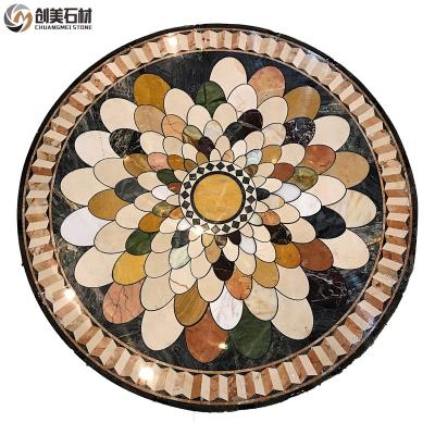 China Modern Custom Polished Hand Made Natural Stone Waterjet Marble Medallion For Flooring for sale