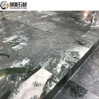 China Modern Customized Design Polished Orchid Marble Gray And Blue Veins Stone For Floor Tiles for sale