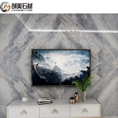 China Book Match Modern Cross Cut Palissandro Blue Marble Slab With Gold Veins For Wall Panel for sale