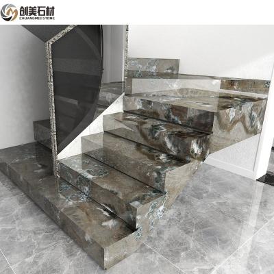 China Modern Orchid Marble Green Veins Slab Villa Interior Home Design For Stairs Tiles for sale