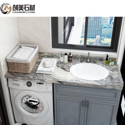 China Modern Landscape Gray Marble Stone For Complete Fashion Vanity for sale