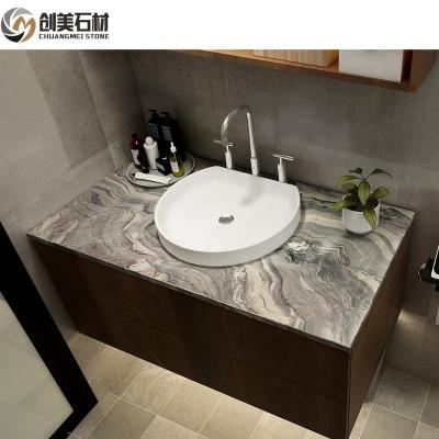 China Modern Luxury Purple Marble Style Wave Mountain Stone Slabs For Vanity Table for sale