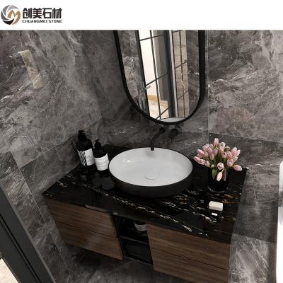 China Modern Black Marble Stone Interior Decoration Portoro Stone For Vanities for sale