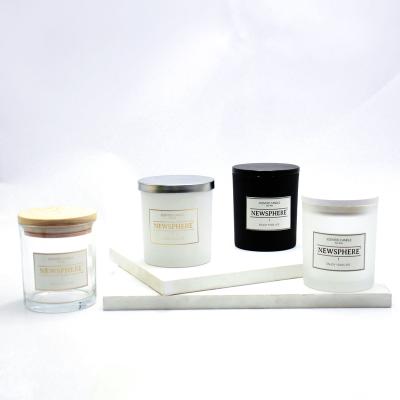 China Home Decoration 8oz 10oz Logo Empty Clear Candle Vessel Custom Wholesale With Silver Color Lid And Box for sale