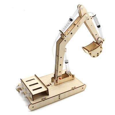 China DIY TOY Hot Sale Children'S Toy Wooden Hydraulic Excavator Wooden Handmade Science Experiment Low Steam Production Model for sale