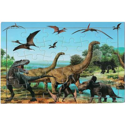 China Toy Professional Supply Exporters Animals Educational Dinosaurs 3D Cartoon Puzzle Wooden 30-Piece Puzzle For Children for sale