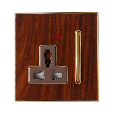 China Multifunctional Brown Wood Grain Wall Switch With Light ZJ-007 for sale