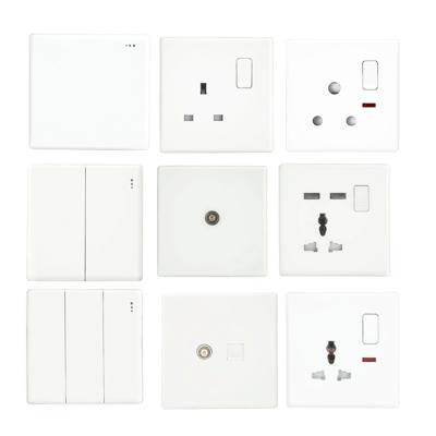 China British standard white wall switch series, household hotel multi-function 86 butto full set combination switch socket for sale