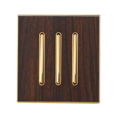 China Wholesale High Quality Brown Wood Grain Three Open Wall Switch ZJ-009 for sale