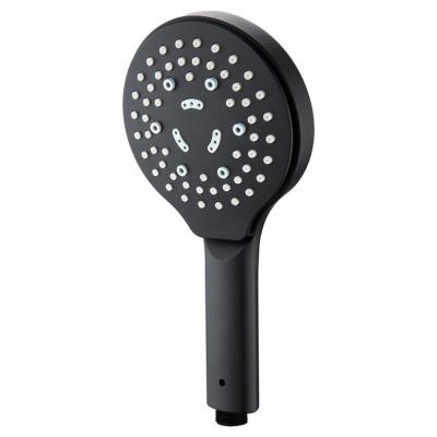 China Rainfall Shower Heads Black Baked Plastic Rainfall High Pressure 6 Functions Bathroom Accessories Hand Shower Head With Switch Button for sale