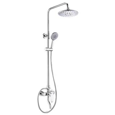 China With Slide Bar Chrome Plating Bath Shower Set Bathtub Mixer Tap Rainfall Shower Faucet Bathroom Shower Head for sale