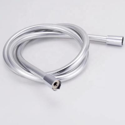 China Modern PVC High Pressure 1.5m Thickening Anti-winding For Bath Handheld Shower Head Smooth Flexible Silver Shower Hose for sale