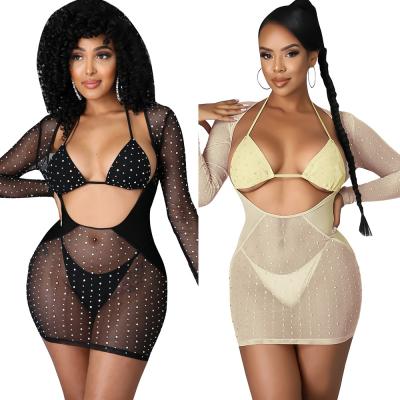 China New Hollow VK2108 Custom Women Clothing Set Breathable Two Piece Women Clothing 3 Piece Sets Skirt Sets Women 3 Piece Outfits for sale