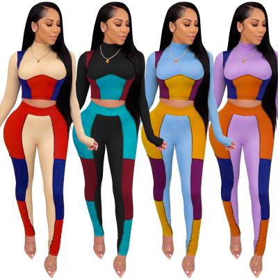 China High quality women matching coilor new style C5013 QUICK DRY comfortable tracksuit spring bodycon sports equipment women two piece sets for sale