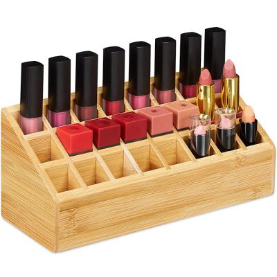 China Sustainable bamboo makeup products storage rack, lipstick makeup pen display box, gifts for girls, wives, mother for sale