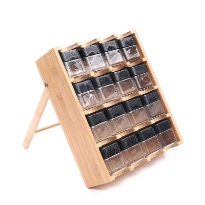 China Wholesale Inspirations Kitchen Countertop Shelf 16-Jar Spice Rack Set Viable Sustainable Bamboo Rack With Glass for sale