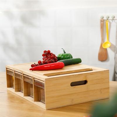 China Viable Sew Type Organic Bamboo Cutting Boards Storage Cutting Board With Transparent Acrylic Box for sale