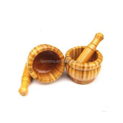 China Viable Custom Bamboo Kitchenware Mortar and Pestle Set for sale