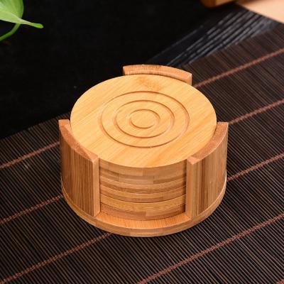 China Sustainable Collection 7-Piece Coaster Set / Bamboo Cup Coaster / Cup Mat for sale