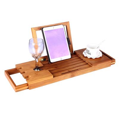 China 100% Sustainable Solid Natural Bamboo Bathtub Caddy. for sale