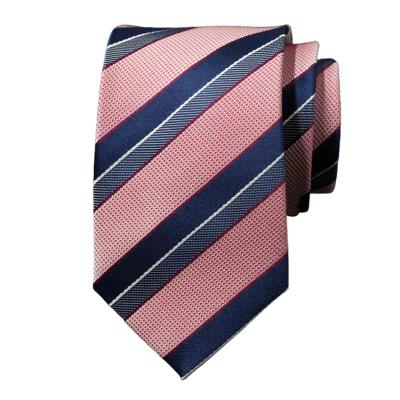 China Fashion Casual Formal GRES Pink Stripe Neckwear Pure Silk Hand Made Neck Tie for sale