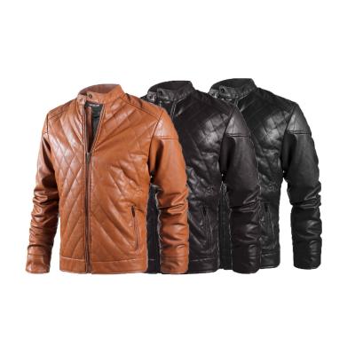 China Wholesale Warm Breathable Winter Plus Size Jacket With Zipper Pocket Men Cotton Motorcycle PU Waterproof Jacket for sale