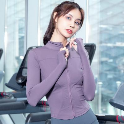 China New Breathable Sports Coat Women Autumn And Winter Style Fitness Wear Stand Collar Leisure Blazer Yoga Wear Snug Fit Jacket for sale