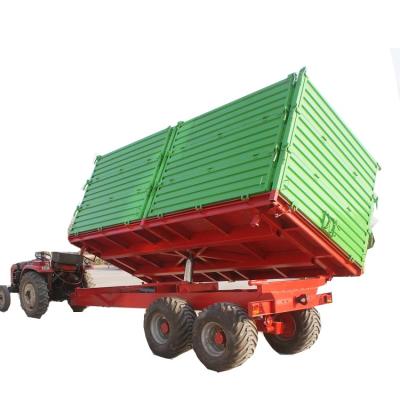 China Double-axle Farm Trailer CE Proved Big Horsepower Farm Tractor Cheap Hydraulic Dump China Back Tilting Push Load Trailer 8ton 9ton 10ton for sale