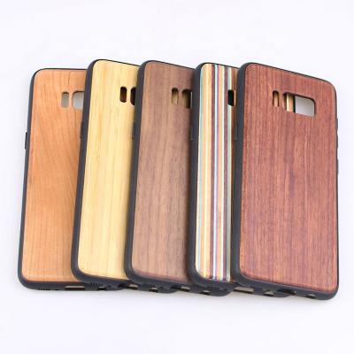 China Fanshion Real Material Woody Shockproof White Tpu Natural Wooden Phone Cover For Samsung s9 S8 S8plus and For Iphone Phone Case for sale