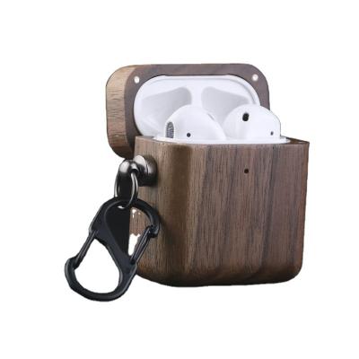 China Retro Eco-friendly Solid Wooden Headphone Shape Creative Wooden Case Anti-drop Protector For Airpods for sale