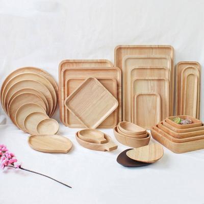 China Solid Wood Dish Breakfast Dinner Dish Hotel Tableware Wooden Dish Tray Eco-Friendly Wooden Barbecue Wood Dish Nvironment Friendly for sale