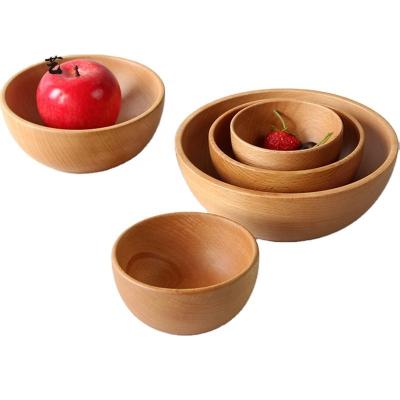 China China High Quality Eco-Friendly Big Dish Beech Wooden Food Serving Bowl For Kitchen for sale