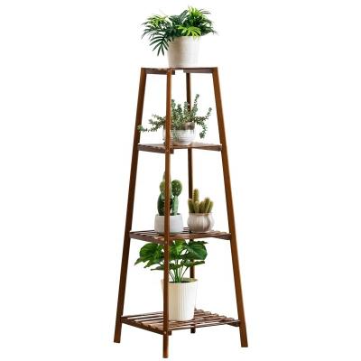 China Eco-friendly Multi-storey Solid Plant Pot Rack Indoor Flower Pot Bamboo Plant Stand for sale