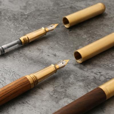 China Solid Brass Handmade Fountain Pen Wholesale from China Sandalwood Signature Pen Mahogany Signature Pen Business Student for sale