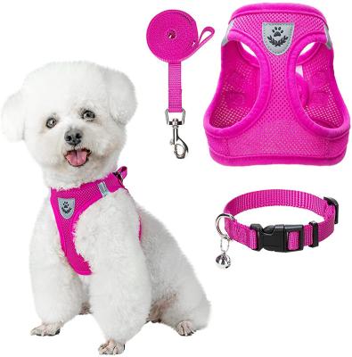 China Reflective Factory Wholesale Adjustable Comfortable Buckle Harness Running Dog Pet Leash Collar for sale