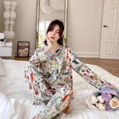 China New Arrival QUICK DRY Women's Pajamas Set Summer Satin Pajamas Button Up Silk Sleepwear With Shorts for sale