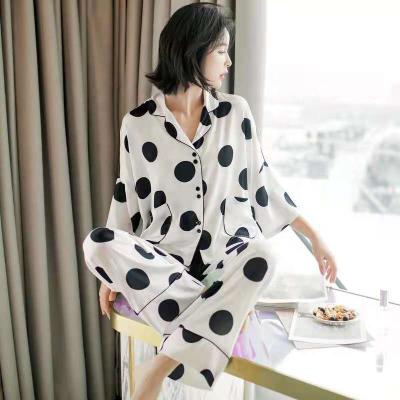 China New Arrivals Luxury Satin Silk Thermal Pajamas Wholesale Ice Silk Pajama Sleepwear For Women Plus Size Summer Nightgowns for sale