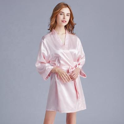 China Wholesale Summer SILK Short QUICK DRY Long Robe Satin Bridesmaid Long Robe Luxury Silk Sleepwear For Women for sale