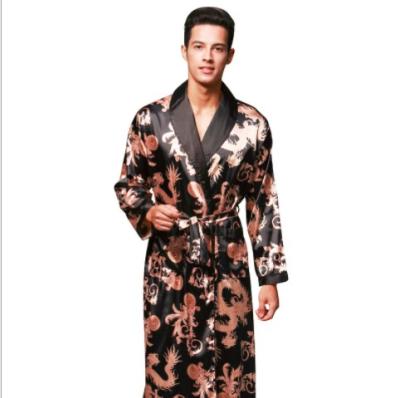 China QUICK DRY luxury satin silk pajamas summer long robe sleepwear for men for sale