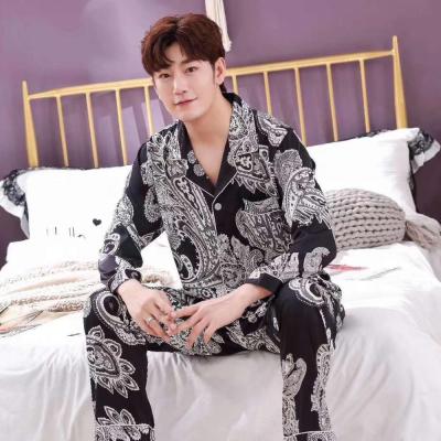 China QUICK DRY Chinese Wholesale Luxury Silk Pajamas Mens Satin Long Sleeve Summer Pajamas Sleepwear for Men for sale