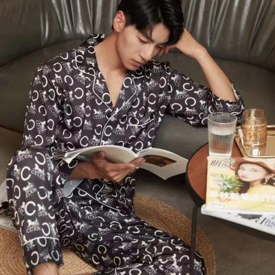 China New arrivals QUICK DRY luxury silk satin pajamas men's long sleeve summer plus size sleepwear for men for sale