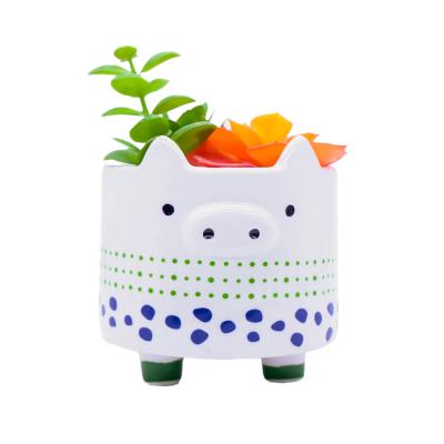 China Modern Special Hot Selling Pig Pattern Custom Printed Large Ceramic Planters Flower Pot for sale